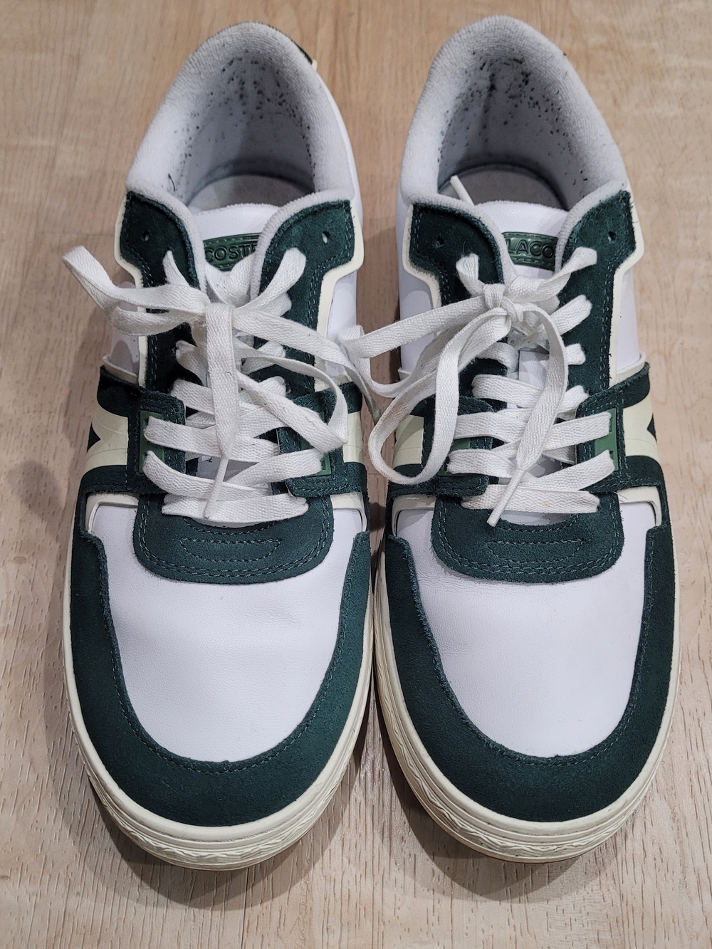 Lacoste Men’s White & Dark Green Low-Top Sneakers SIZE US 11